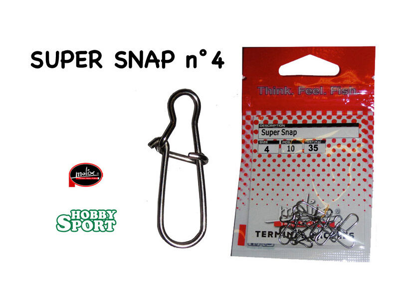 SUPER SNAP MOLIX SIZE 4  MOSCHETTONE 35 KG CONF. 10 PZ  SPINNING MARE LAGO FIUME
