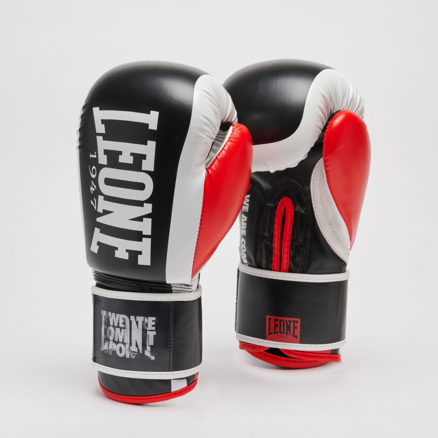 Leone 1947 Guanti Boxe Unisex Logo Wacs, Sport da Ring -  /10OZ NEBIRO (Nero/Bia