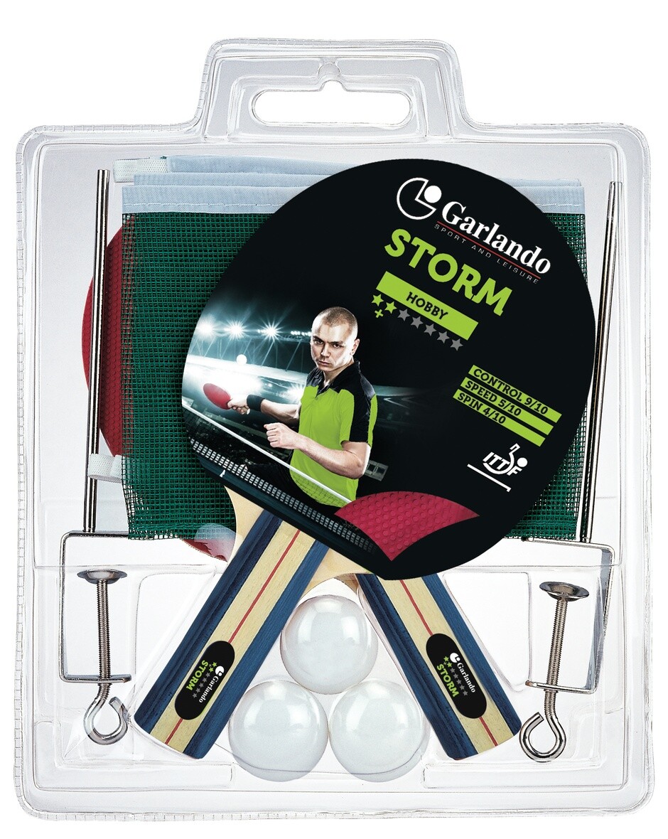 Garlando Set Storm Plus per Ping Pong con 2 Racchette 3 Palline Rete Tendirete
