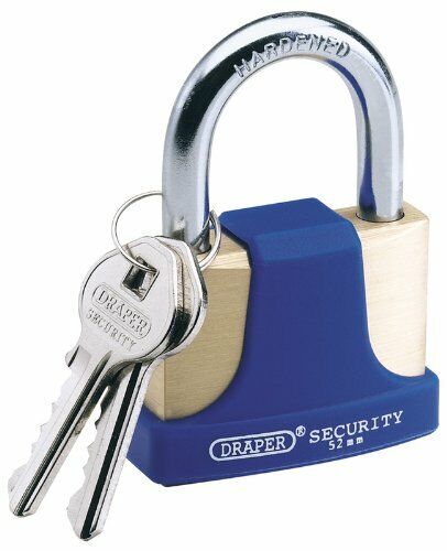 Draper - Lucchetto in ottone massiccio e 2 chiavi, con anello in acciaio (r6U)