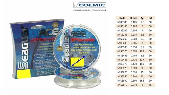 SEAGUAR ACE 100% FLUOROCARBON SALT WATER FISHING LINE 50m 0.405mm