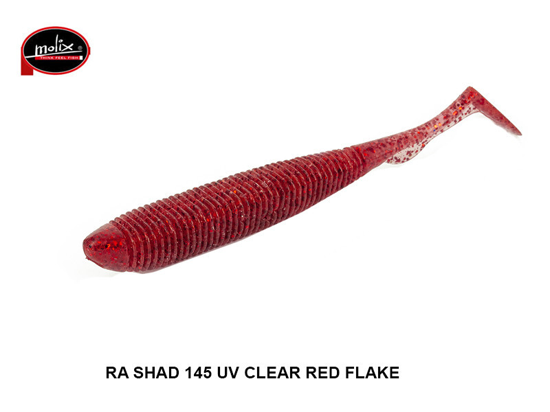 MOLIX RA SHAD 3,8' COLOR 145 UV CLEAR RED FLAKE SPINNING MARE SPIGOLA LAGO BASS