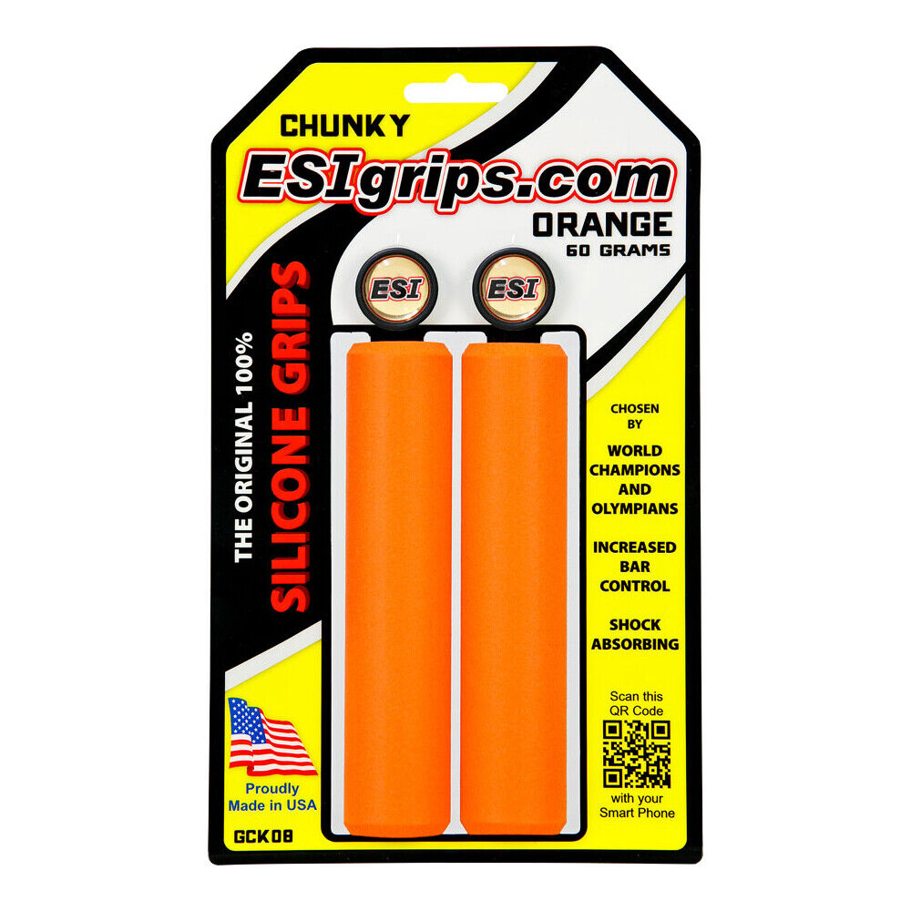 ESI Grosso Silicone Manubrio Grips 130mm Arancione Mountain Hybrid Piatto Barra