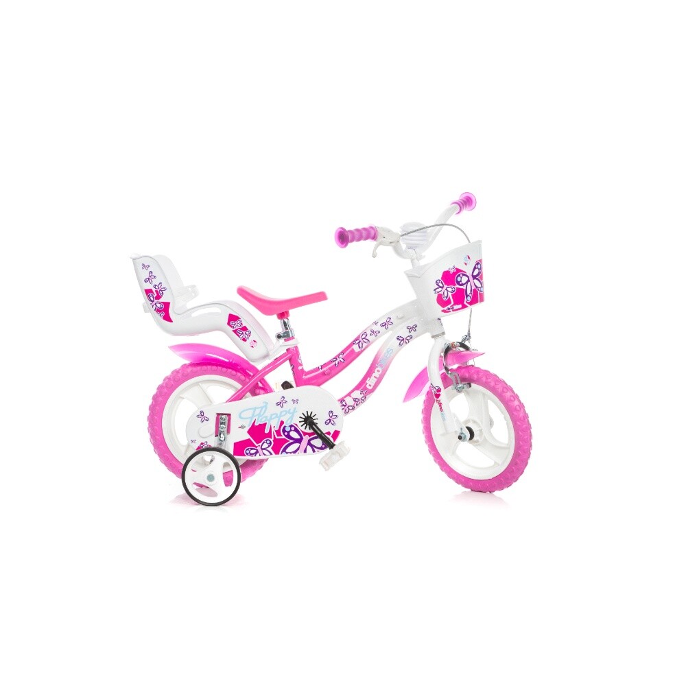 Bicicletta Bambina Bianca e Rosa Flappy 12 pollici