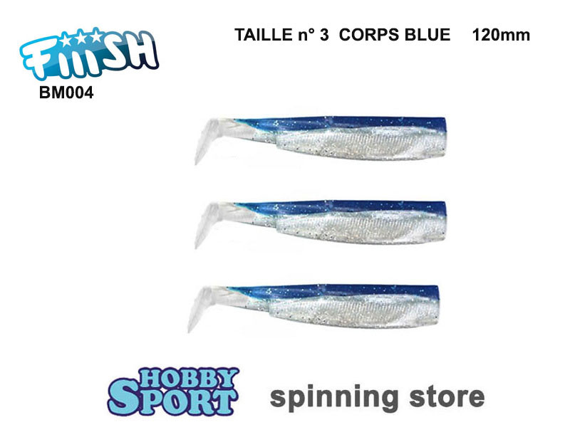BLACK MINNOW FIIISH SIZE 3 BM 004 BLUE  3 CORPI RICAMBIO 120 mm SPINNING