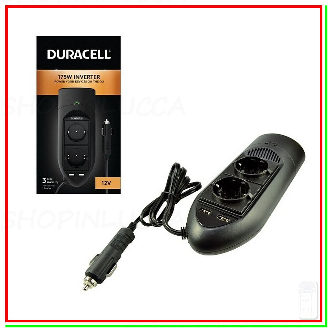 Multipresa schuko 2 posti + 2 USB-A inverter 12v accendisigari auto camper barca