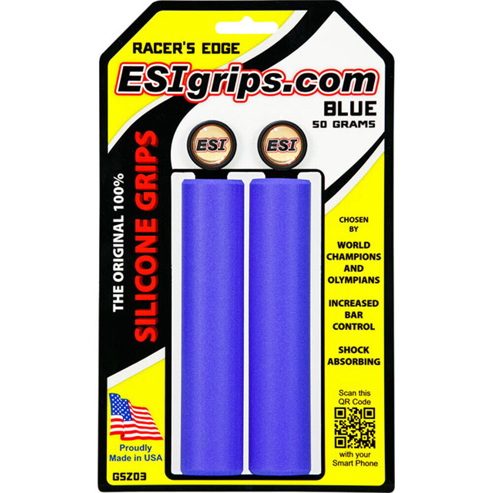 ESI 30mm Corse Edge Silicone Grips Blu XC Mtn Bicicletta MTB