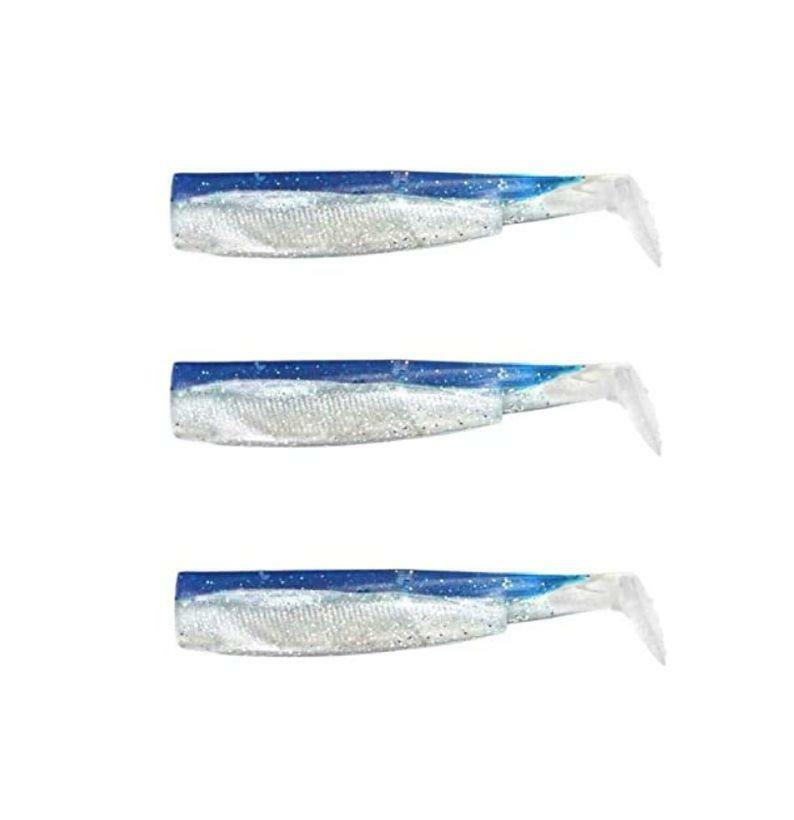 3 CORPI DI RICAMBIO BLACK MINNOW 90 N° 2 COLORE BLEU FIIISH CODA BLU SOFT BAIT