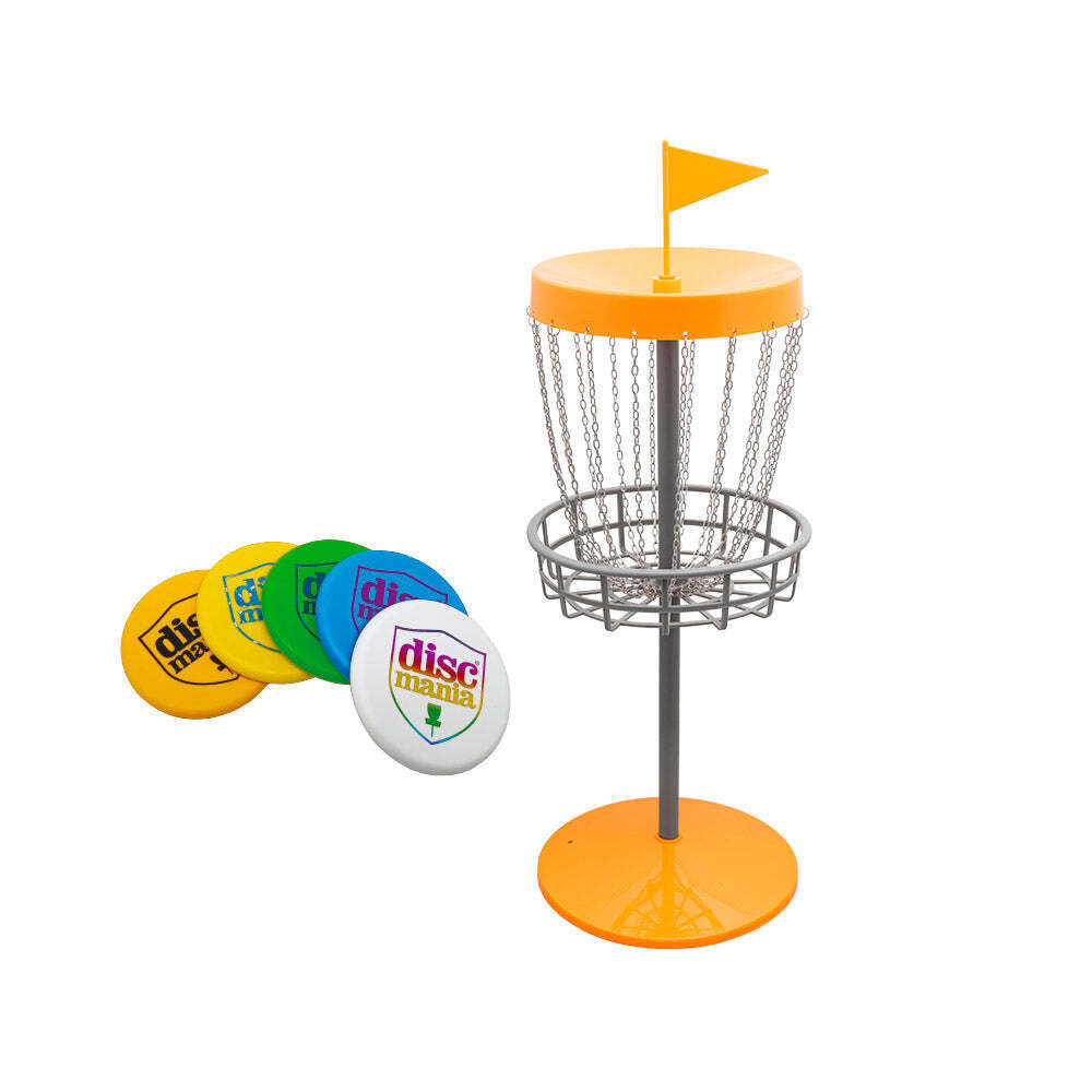 Set Mini Disc Golf Portatile H80 cm con 5 Mini Dischi Ø10 cm Giallo