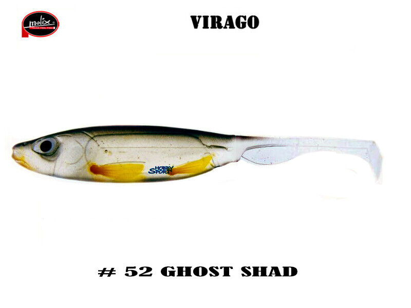VIRAGO 5" MOLIX COLORE 52 GHOST SHAD SILICONICO SPINNING BLACK BASS LAGO FIUME