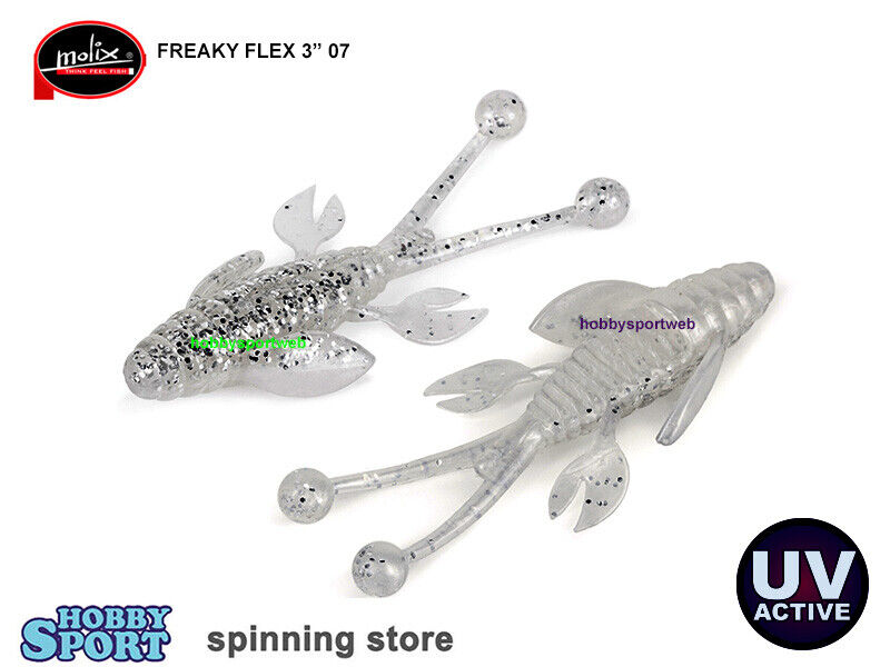 MOLIX FREAKY FLEX 3" COLORE 07 WHITE SHAD ULTRA LIGHT SPINNING CONF 6 PZ