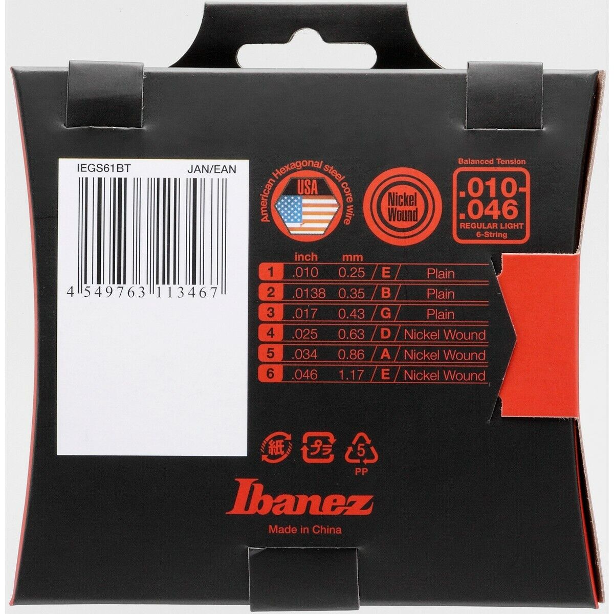 IBANEZ IEGS61BT - MUTA CHITARRA ELETTRICA BARITONO 010-046 MUTE PER CHITARRA ELE