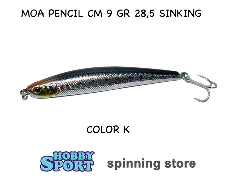 MINNOW SINKING  MOA PENCIL 529902 28,5 GR COLORE K BLACK PER SHORE CAST
