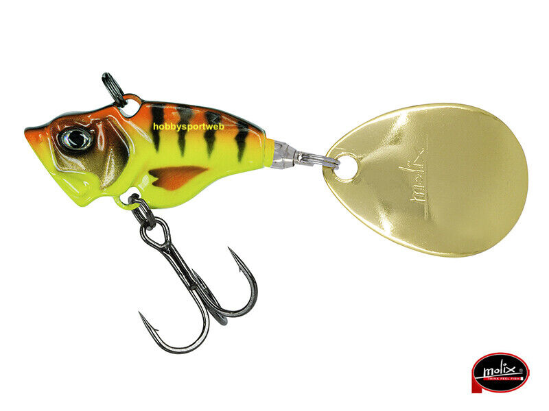 MOLIX TRAGO SPIN TAIL 7 GR COLORE PS02 RED YELLOW TIGER SPINNING BLACK BASS