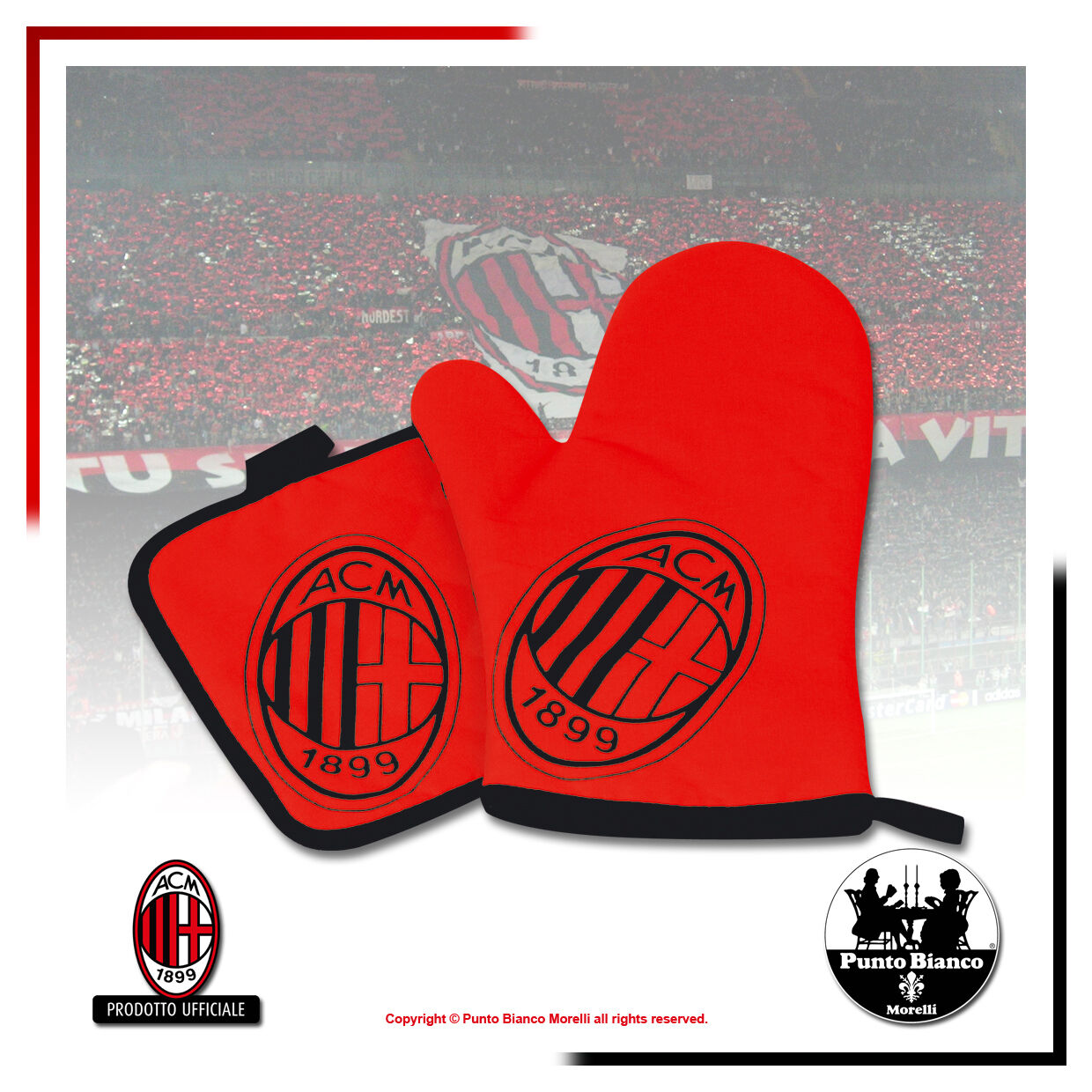 A.C. MILAN | Set barbeque, presina + guanto forno - Pot holder + oven mitt