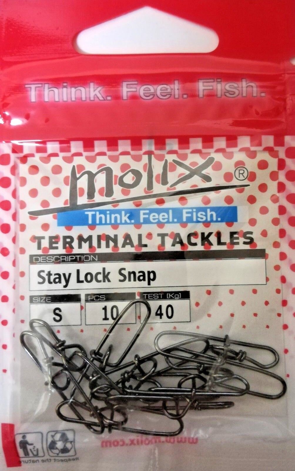 NEW MOLIX STAY LOCK SNAP TERMINAL TACKLES MOSCHETTONI SIZE S 40kg