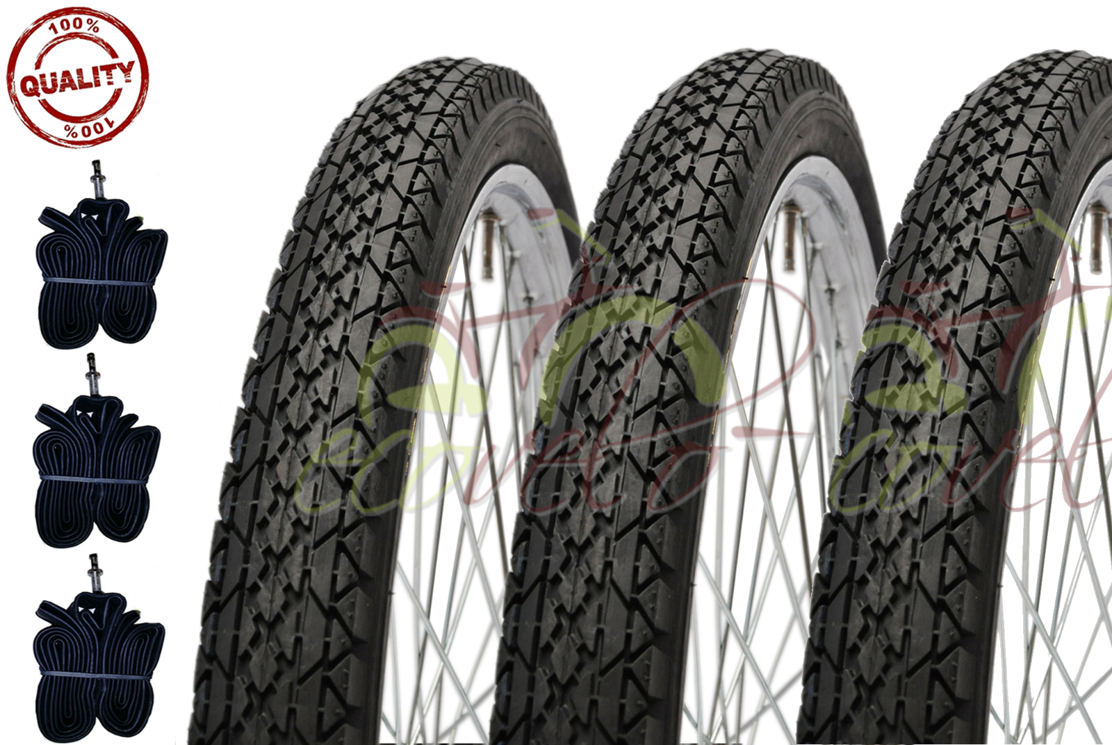 TRIS 3 COPERTONI NERO + 3 CAMERE FURGONCINO CARRETTO BICI 26 X 2 X1 3/4 (54-571)
