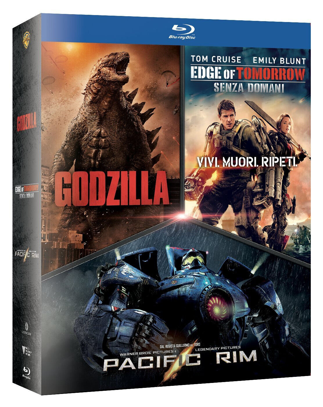 Godzilla + Edge of Tomorrow + Pacific Rim (3 Blu Ray) Box Cofanetto