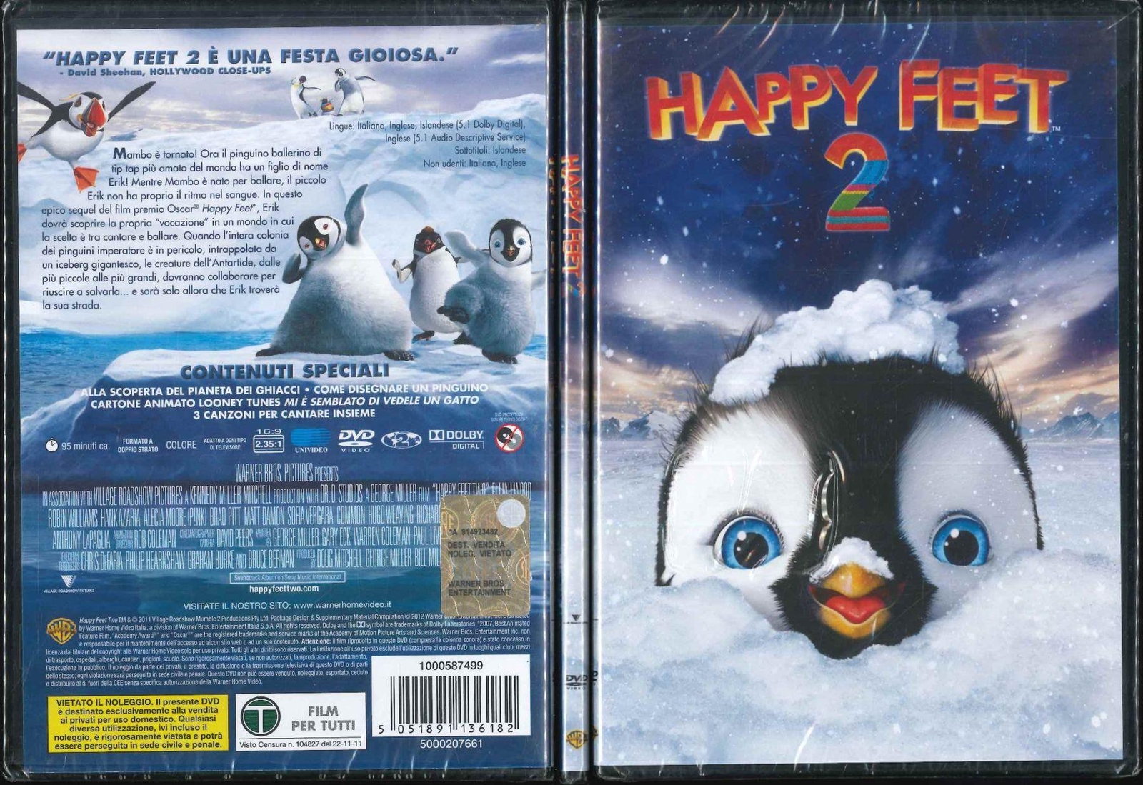 HAPPY FEET 2 2011 DVD SLIMCASE NUOVO SIGILLATO