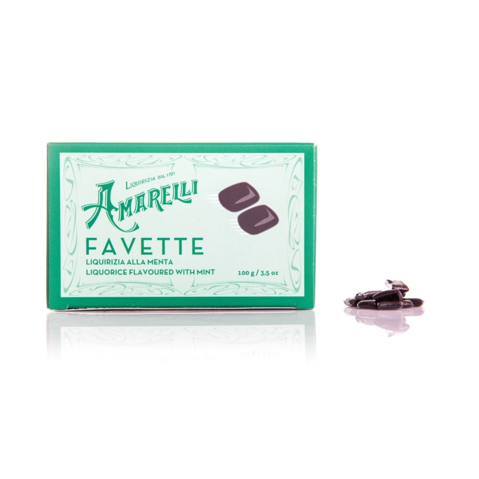 Amarelli - Favette Liquirizia Pura alla Menta - Astuccio Verde da g 100