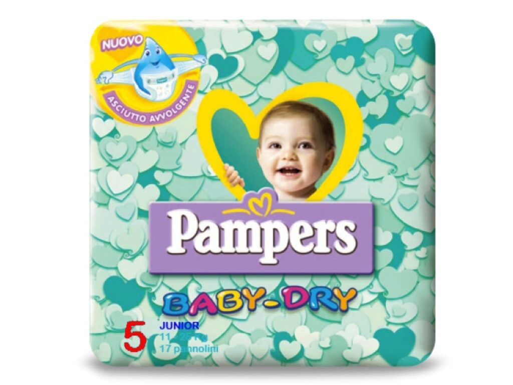 N.8 PACCHI PAMPERS BABY DRY OFFERTA 11/25 Kg. QUINTA MISURA