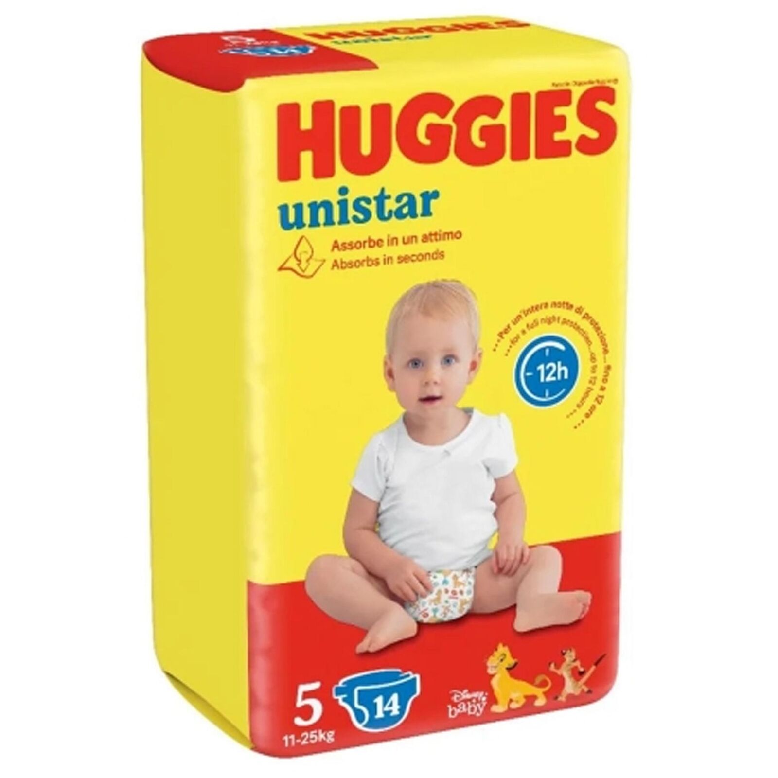 HUGGIES UNISTAR JUNIOR PANNOLINI 11/25 KG N.5 NEONATO 14PZ