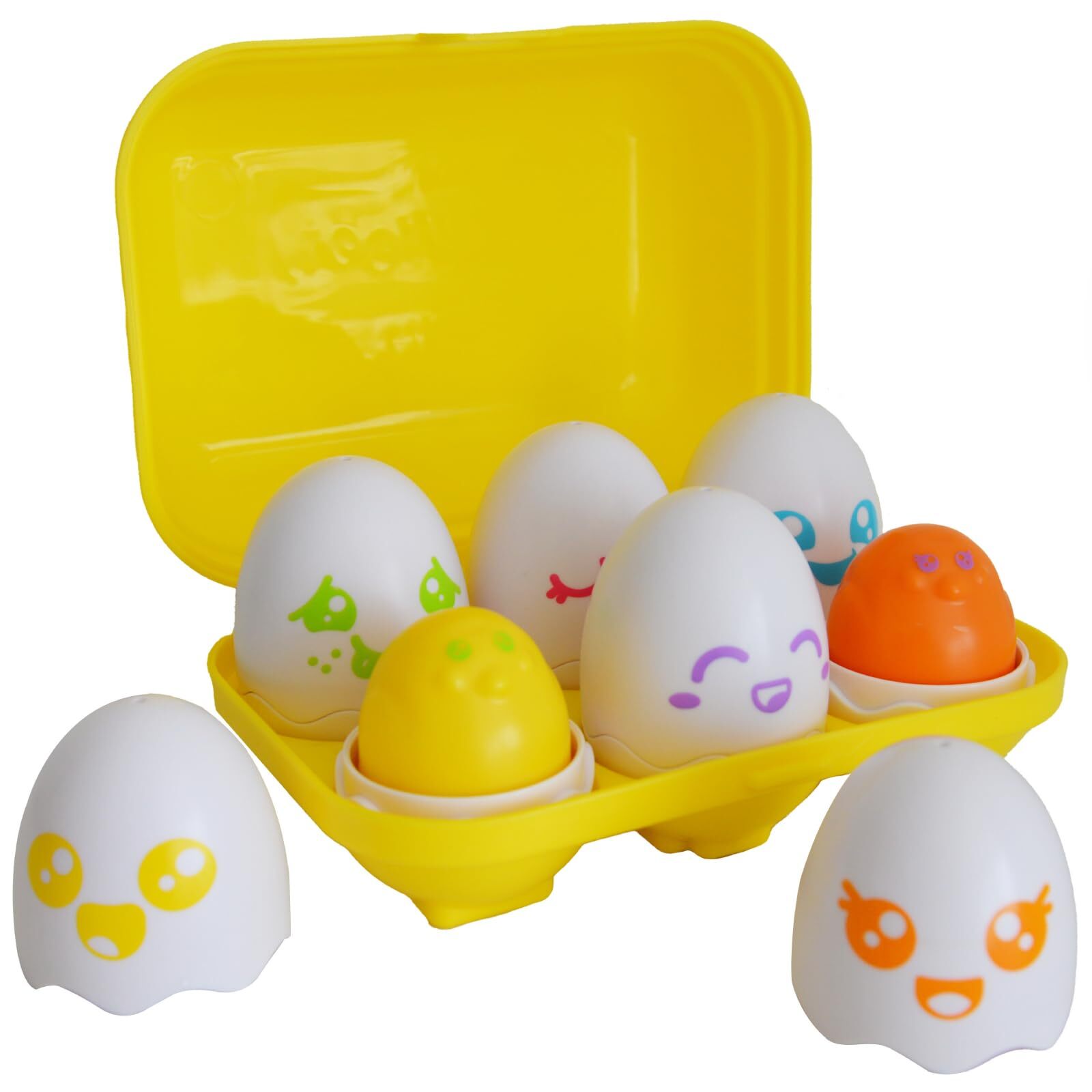 Toomies TOMY Hide and Squeak Eggs Baby Toy - Baby Box of Big Eggs w/ 3 Squeak Ch