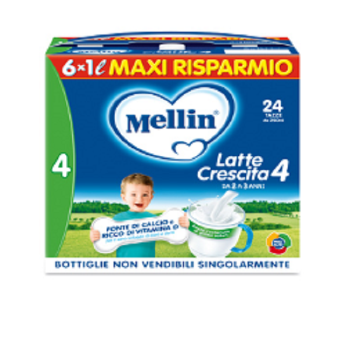 Mellin 4 Latte di Crescita Liquido Offerta 6 Bottiglie da 1000 ml