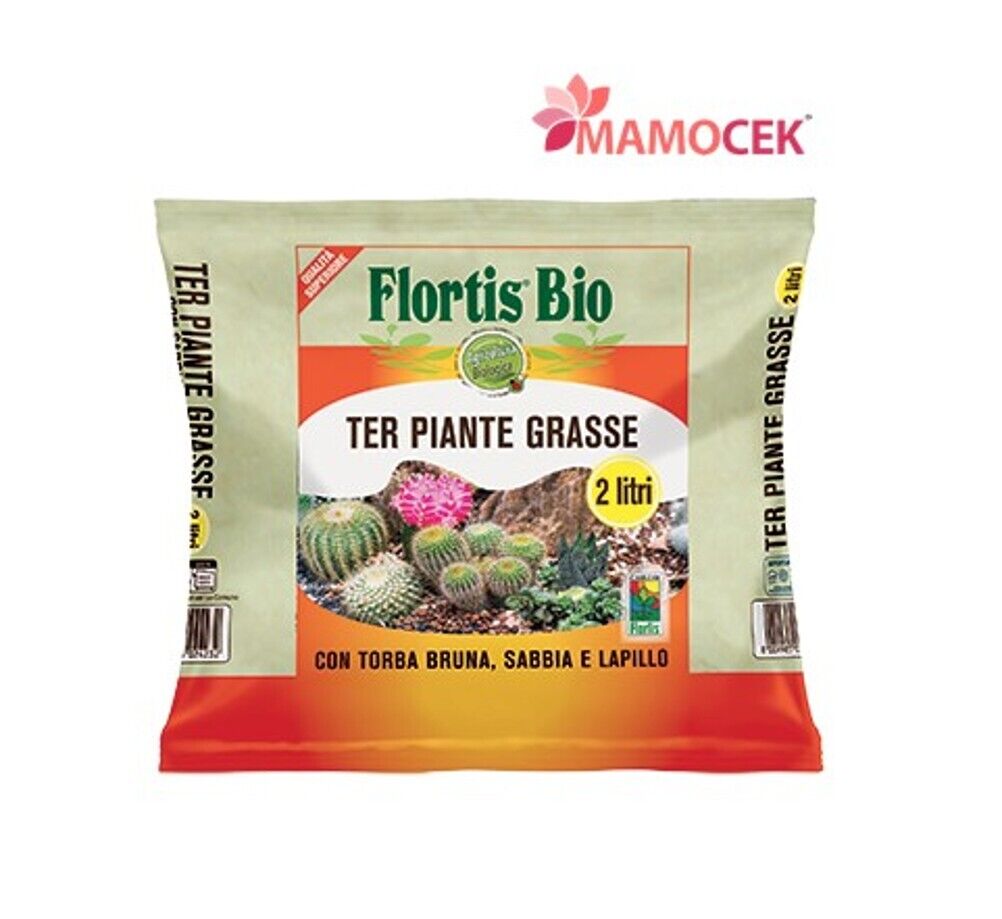 FLORTIS Bio terriccio piante grasse 2 Lt. con torba bruna sabbia lapillo
