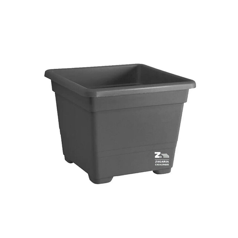 VASO QUADRATO CM 32X32X26 H COLORE ANTRACITE FIORIERA QUADRATA IN PLASTICA
