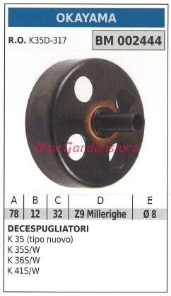 Campana frizione OKAYAMA decespugliatore K 35 35S/W 36S/W 41S/W 002444