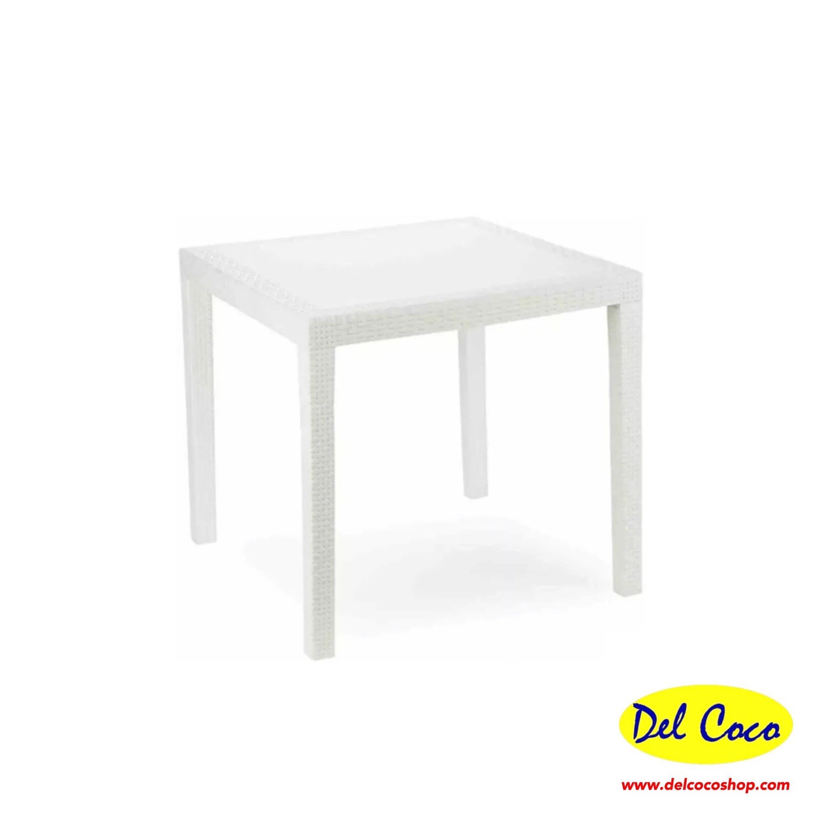 TAVOLO KING QUADRATO COLORE BIANCO IN RESINA FINTO RATTAN
