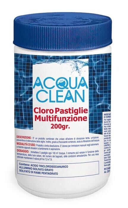 Cloro multifunzione pastiglie Acqua Clean per piscine CONF 1 KG