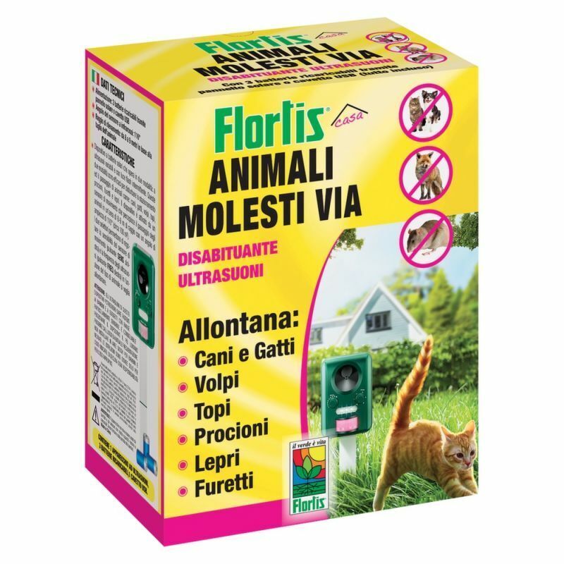 ANIMALI MOLESTI VIA DISABITUANTE ULTRASUONI A BATTERIE SOLARI FLORTIS