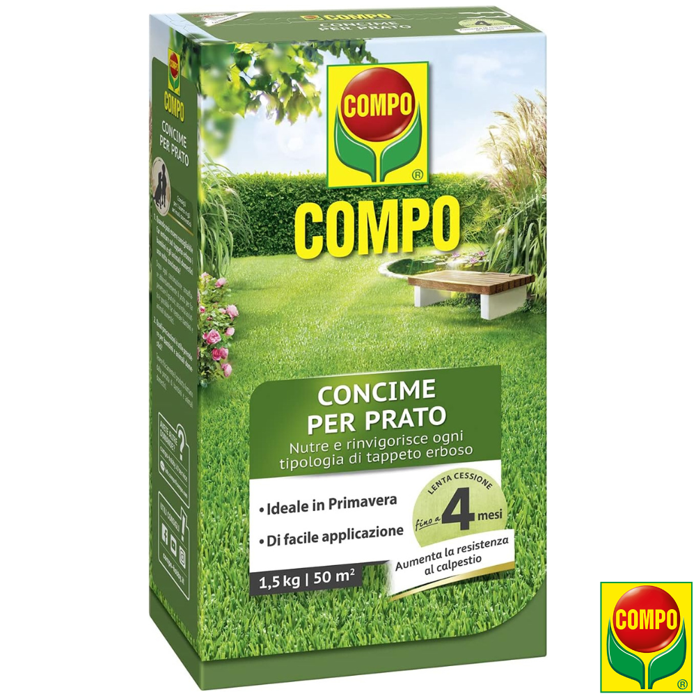 Compo CONCIME per PRATO VERDE FERTILIZZANTE GRANULARE NUTRIMENTO 4 MESI 1,5 Kg