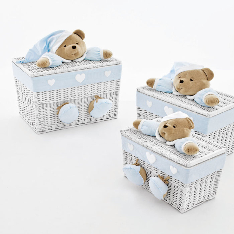 Baule in Vimini con Peluche 61 x 34 x 32 cm Azzurro Puccio Piccolo 12032PA Nanan
