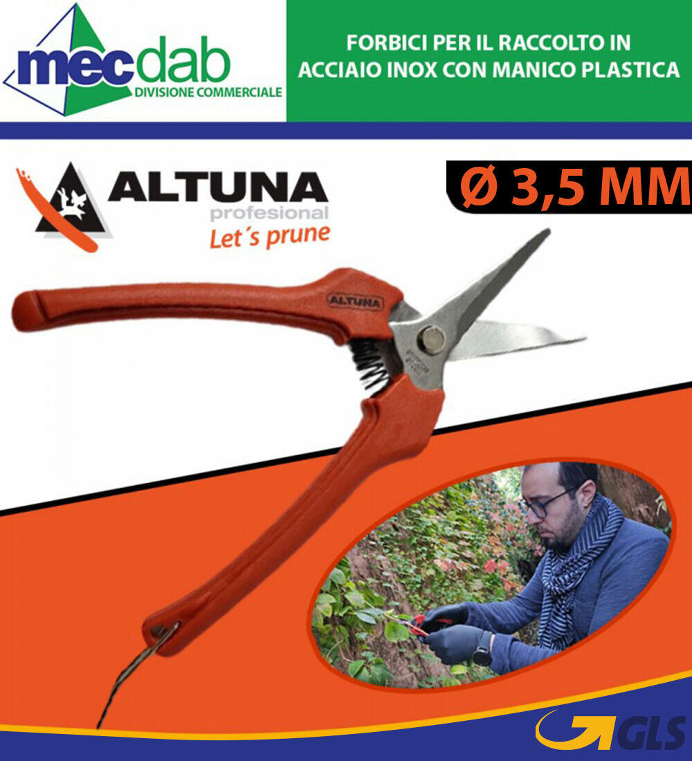 Forbici per il Raccolto in Acciaio Inox con Manico Plastica Ø 3 ,5 Mm  Altuna