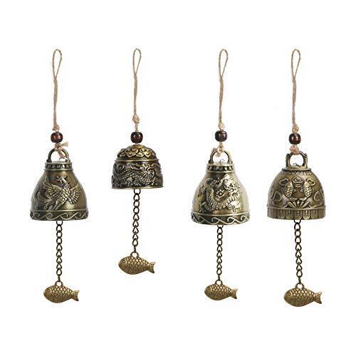 CHALA 4 Pezzi Campana Cinese,Fengshui Campana Drago d'Epoca Diversi Stili (s7W)