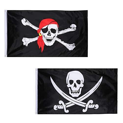 Xrten 2 Pezzi Bandiera dei Pirati, Bandiera Pirata Teschio con Teschio e (x6c)