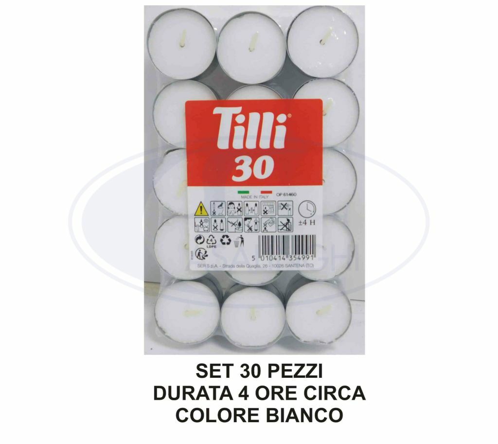 LUMINO TEA LIGHT BIANCO CM.4 CF. 30 PEZZI ARREDO