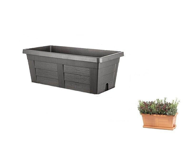 Bama fioriera rettangolare legno col. antracite  cm.100x44x40 h  vaso