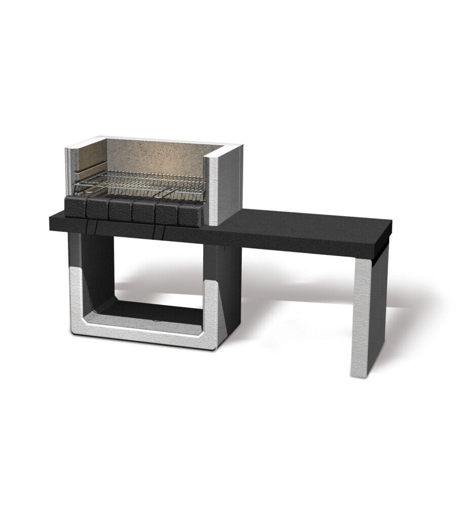 BARBECUE A LEGNA O CARBONELLA IN CALCESTRUZZO MODELLO PORTO NEW, 160X51,5X97 ...