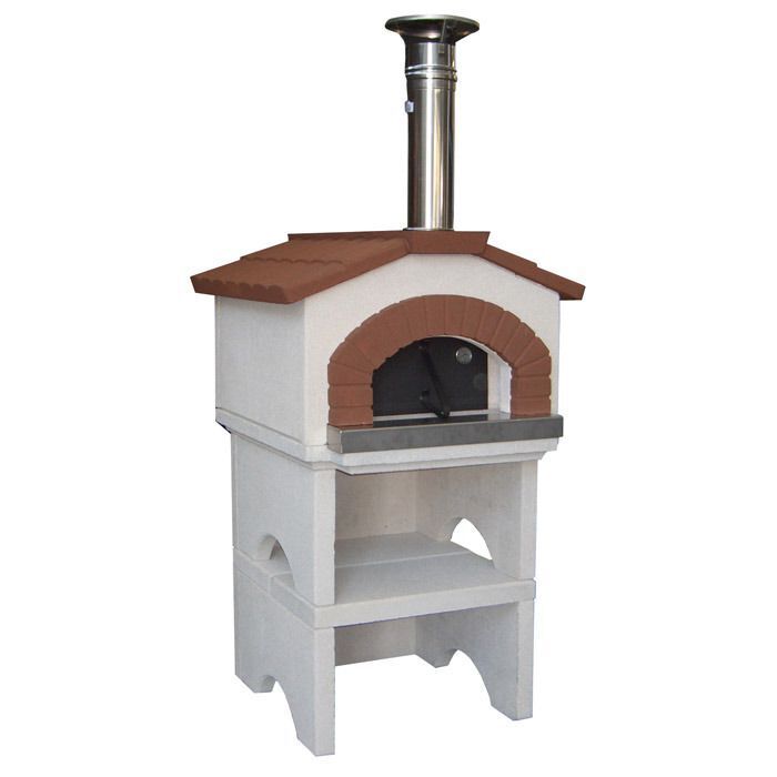 FORNO PIZZA A LEGNA LINEA VZ "GARDEN CHEF" IN CEMENTO E ACCIAIO, 55X59 CM
