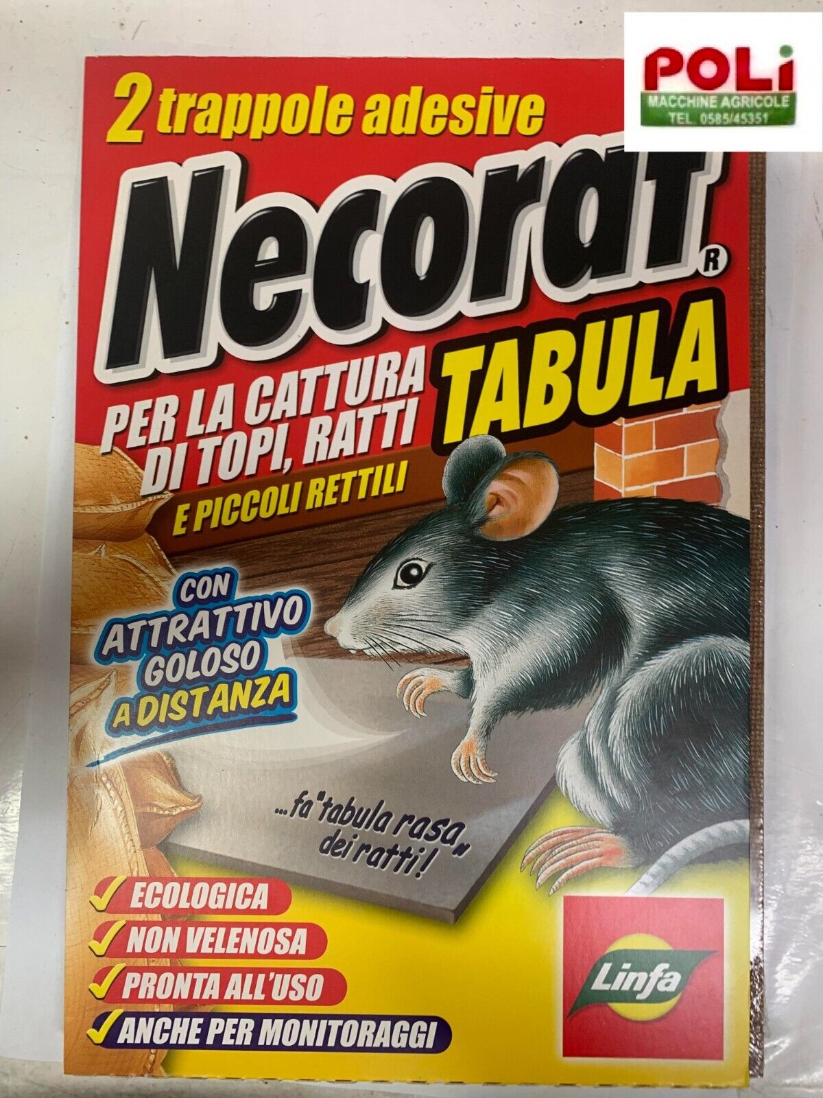 TRAPPOLA TOPI ADESIVA LINFA NECORAT TABULA TAVOLE ADESIVE PER TOPI E RATTI PZ. 2