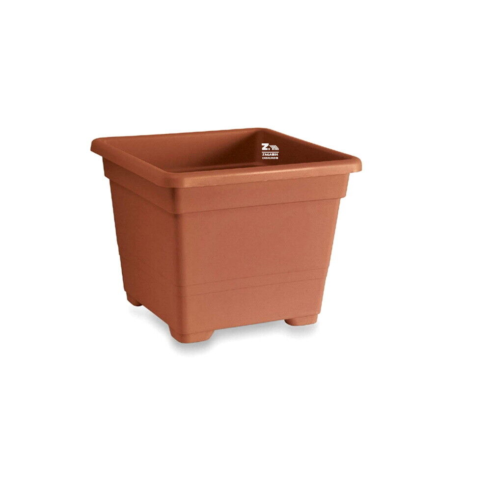 VASO QUADRATO CM 27X27X21 H COLORE TERRACOTTA FIORIERA QUADRATA IN PLASTICA