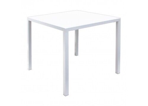DecHome Tavolo da Giardino Quadrato Autolivellante in Acciaio 80x80 Bianco MO806