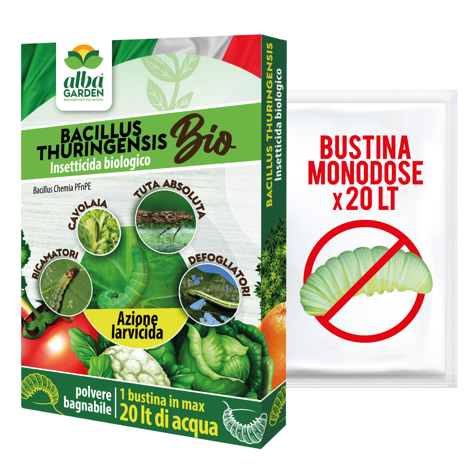 Bacillus Thuringiensis Insetticida Biologico in Polvere Larve Larvicida 10 g