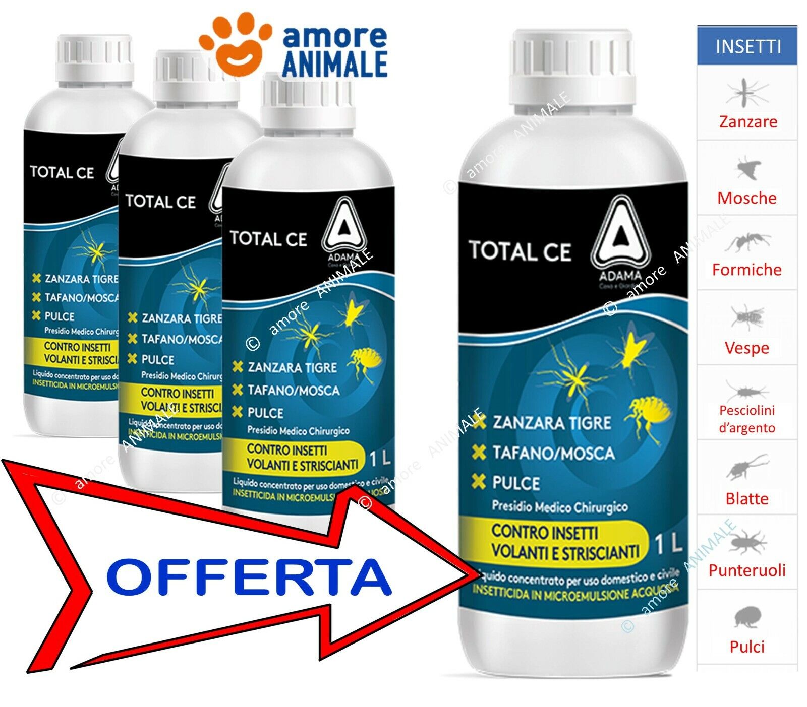 Adama TOTAL CE 1 LT - INSETTICIDA mosche zanzara tigre blatte punteruolo rosso