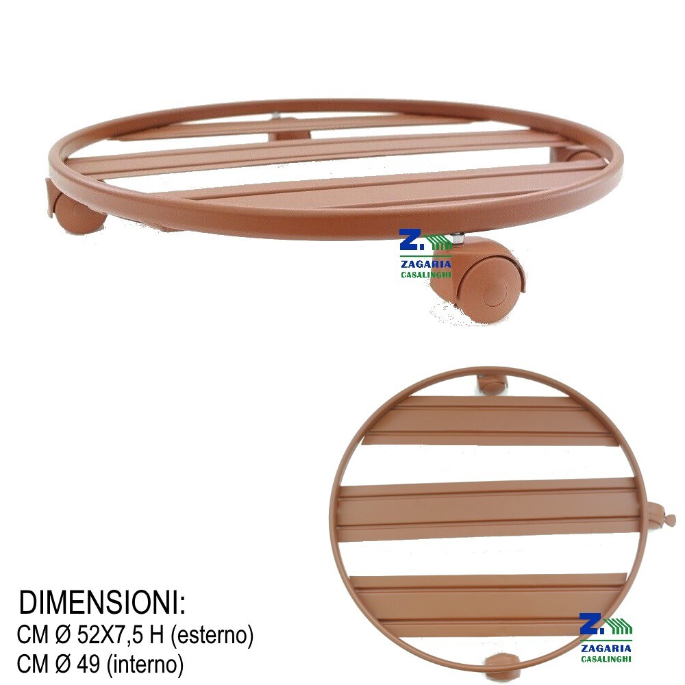CARRELLO PORTA PIANTE PER VASO DIAM. CM 50 METALLO CON RUOTE PER ESTERNO
