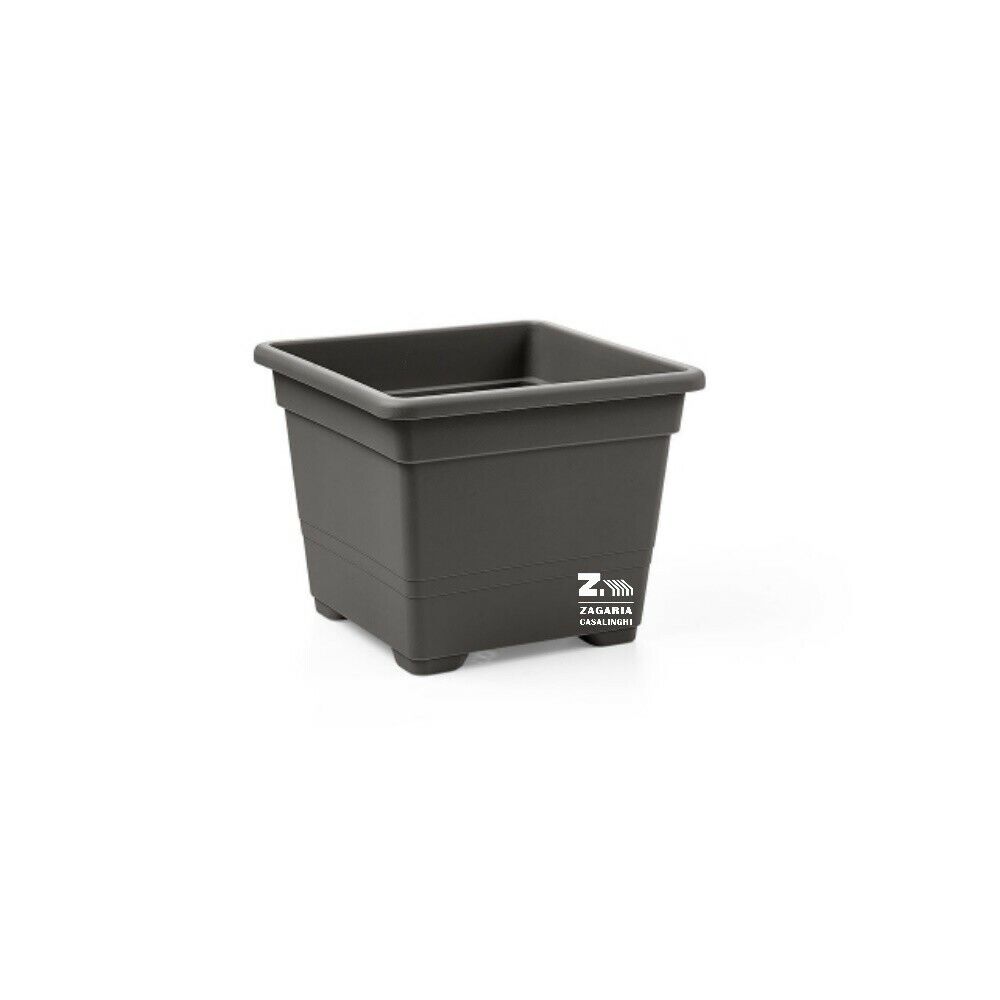 VASO QUADRATO CM 27X27X21 H COLORE ANTRACITE FIORIERA QUADRATA IN PLASTICA
